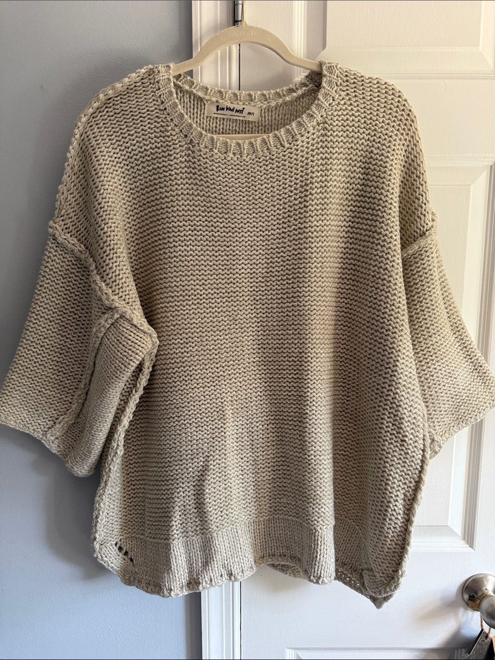Three Bird Nest Relaxed Boxy Knit Sweater - Cream